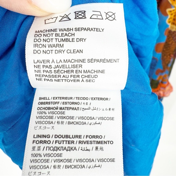 Anthropologie Farm Rio Puff Sleeve Multi Color Blue Floral Maxi Dress, XL NWT - Picture 15 of 16